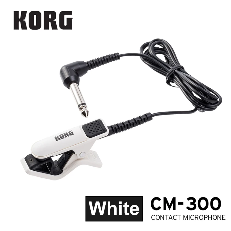 Korg CM-200 CM300 клип-на контактный микрофон 1/4 ''(Dia6.3mm) Мужской телефонный разъем и 5 футов(1,5 м) защитный кабель-белый/черный/красный - Цвет: CM300-White