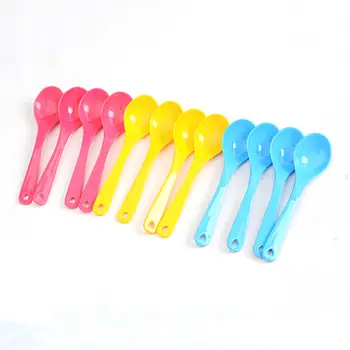 

12 Pcs/lot Candy Colors Baby Training Eating Spoon Set Baby Toddler Feeding Food Safe Plastic PP Spoons For Over 24 Months