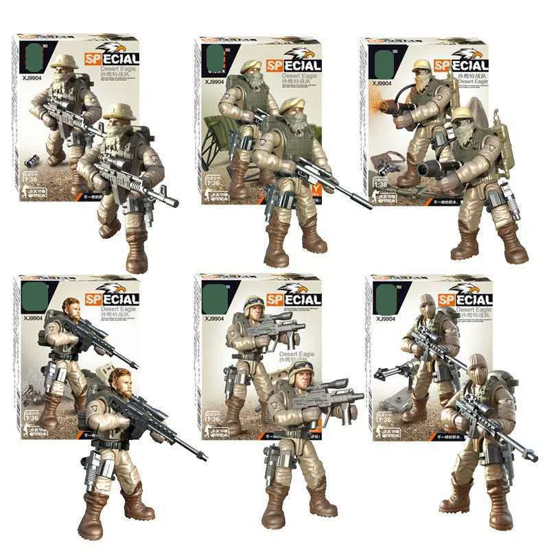 

6pcs/lot Military series Desert Sneak Team UN peacekeeping forces Special Police Team army Soldier Building Blocks children Gift