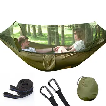 

Automatic Unfolding Hammock Ultralight Parachute Hammock Hunting Mosquito Net Double Lifting Outdoor Furniture Hammock 250X120CM