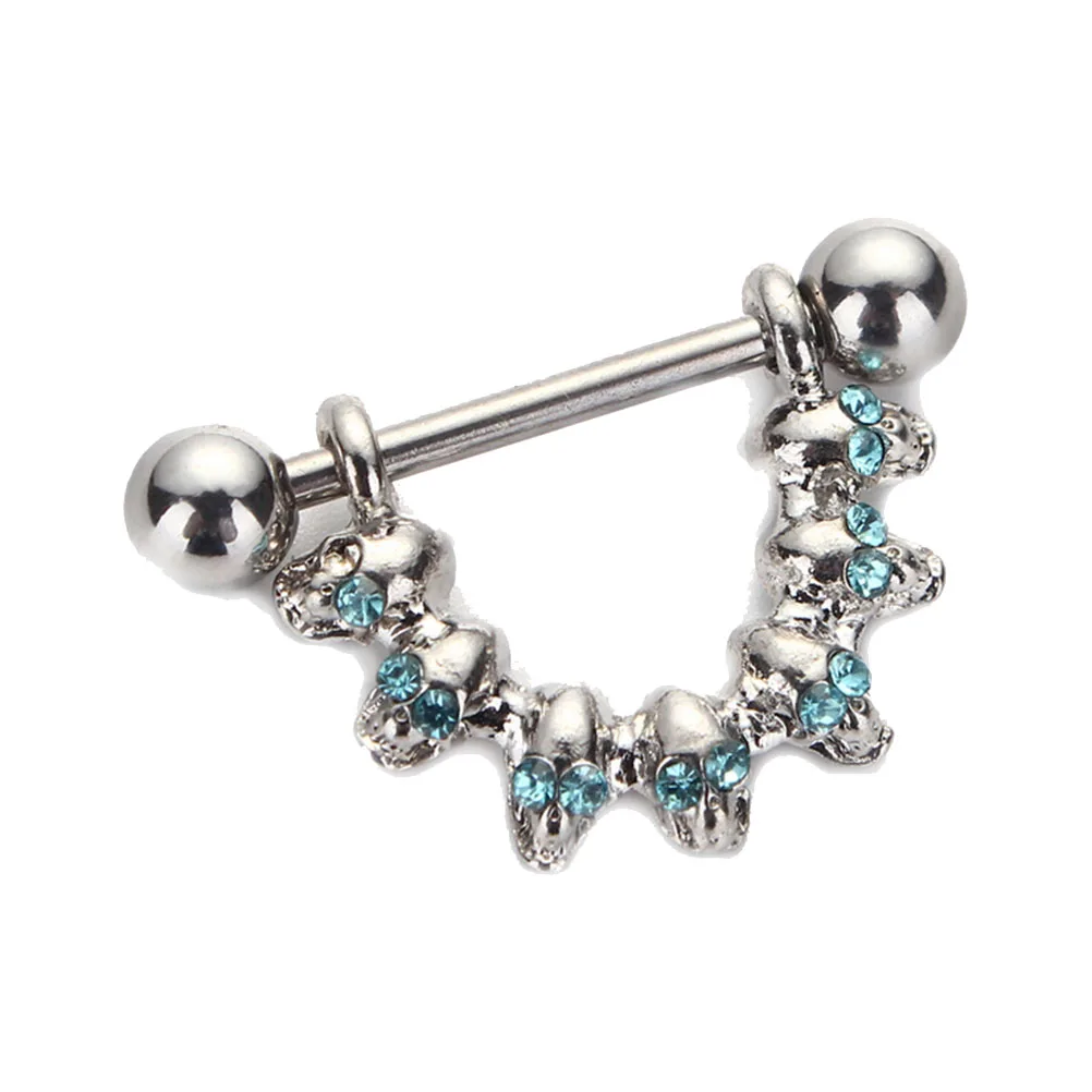 Wholesales For Women Body Jewelry Skull Nipple Piercing Bar Shield