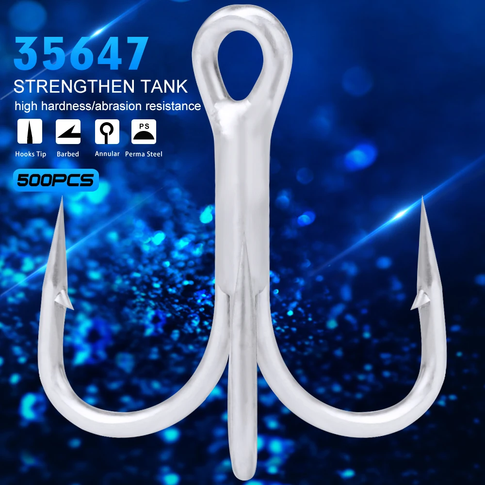 

500PC PRO BEROS Fishing Hook Treble FISHHOOK Overstriking Antirust Fishing Tackle 10#-3/0# High Carbon Steel Treble Hook