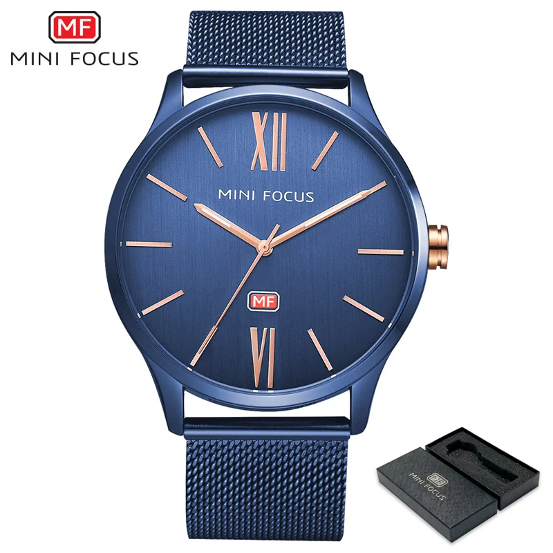 MINI FOCUS Top Luxury brand Watches Men Fashion Simple Stylish S Mesh Strap Band Quartz Watch Thin Dial Clock Man Erkek Kol Saa