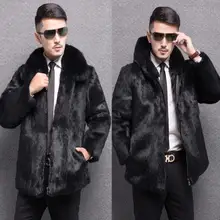 Осенняя мужская кожаная куртка из искусственной норки, Мужская зимняя утолщенная теплая меховая кожаная куртка, Мужская тонкая куртка, модная черная молния S-6XL