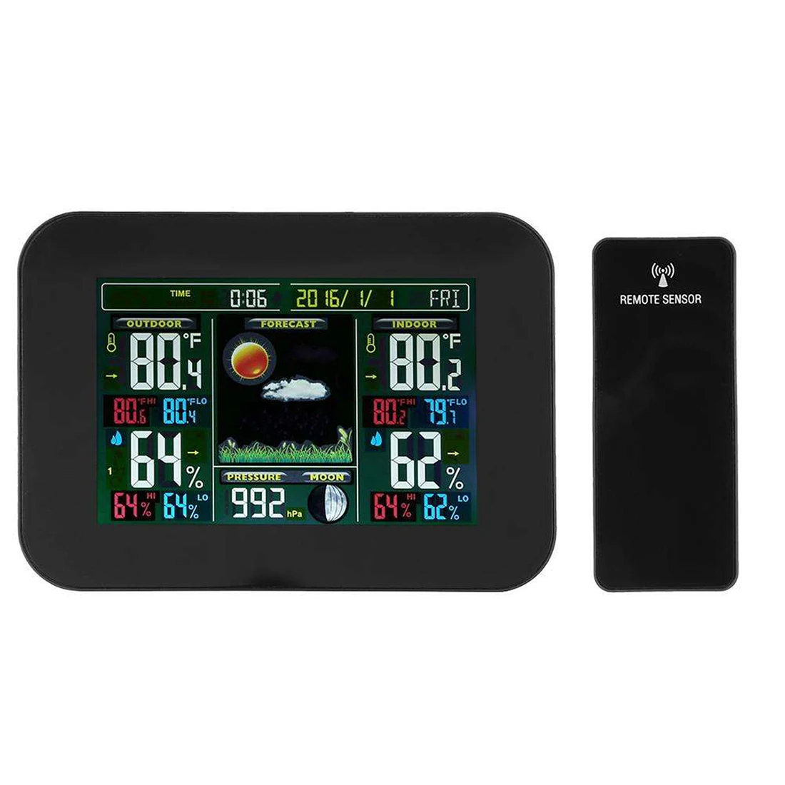 Wireless Weather Station Color Forecast With Alert Temperature Humidity Barometer Alarm Moon Phase Colorful Weather Forecast EU/ Wireless Weather Station Color Forecast With Alert Temperature Humidity Barometer Alarm Moon Phase Colorful Weather Forecast EU/