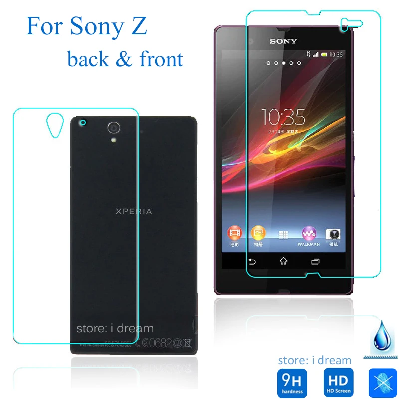 

Front Back Tempered Glass Film for Sony Xperia Z L36H LCD Screen Protector on C6002 C6003 pelicula de vidro