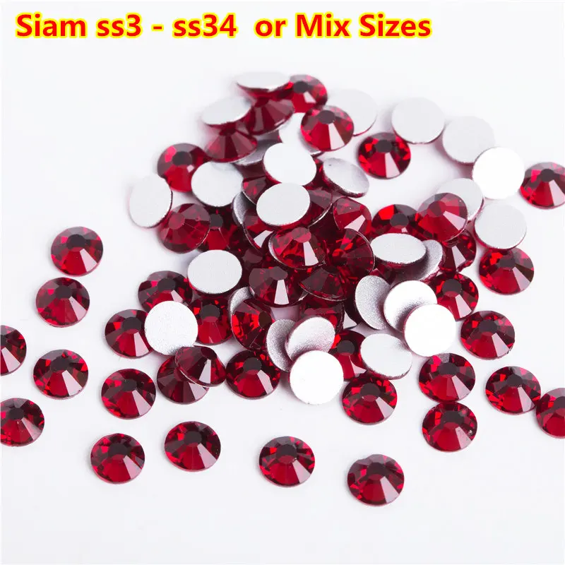 

2028 Dark / Light Siam Rhinestone 1440pcs Crystal Stones for Nails Bags Flat back Rhinestones Glass Red Strass swarovsky Nails
