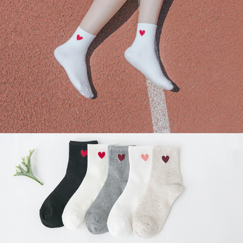 Women Fashion Harajuku Cotton Long Socks Japanese Novelty Love Heart ...