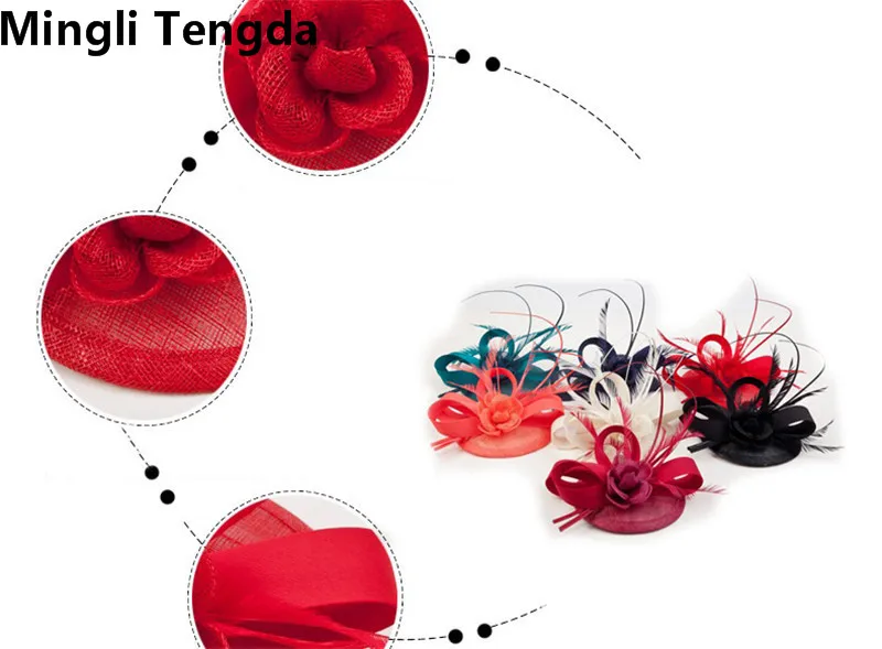 Головной убор для приемов шапки для женщин элегантные перьевые Свадебные шапки и лёгкая кружевная накидка для волос аксессуары для свадебной вечеринки Mingli Tengda