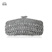 XIYUAN с украшениями в виде серебристых кристаллов алмаза вечерняя сумочка женская черная сумка-конверт minaudiere mariage металлическая Сумка-клатч для вечерние женские
