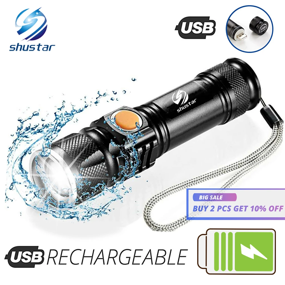 Led Aliexpress Avis Lampe de poche puissante avec queue USB à la lumière LED, imperméable