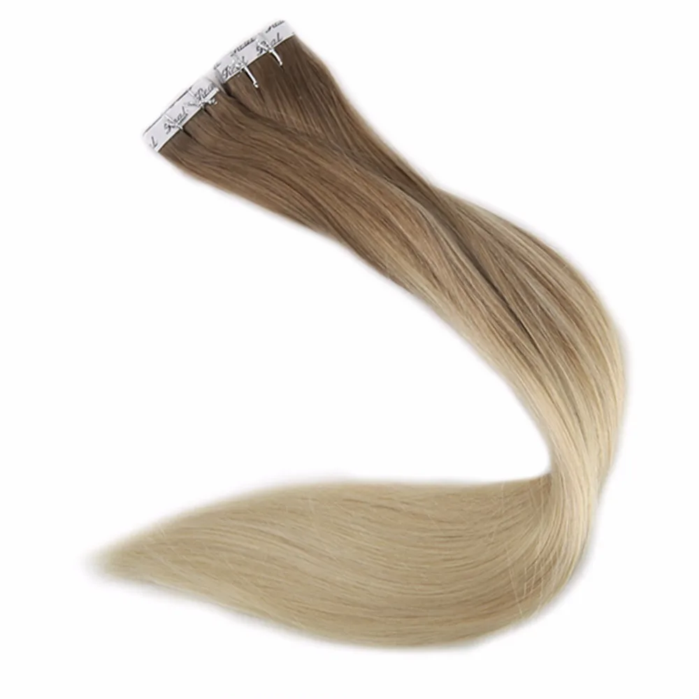 Full Shine Ombre Color 2.5g Per Piece 40 pieces 100% Real Remy Human Hair Balayage Hair Tape in Hair Extensions Brown Blonde