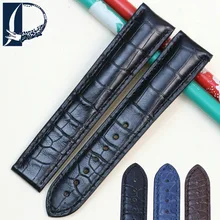 Pesno Crocodile Leather Watch Accesory Men Watch Band 19 20 21mm Black Brown Blue Watchband for Omega Seamaster De Ville