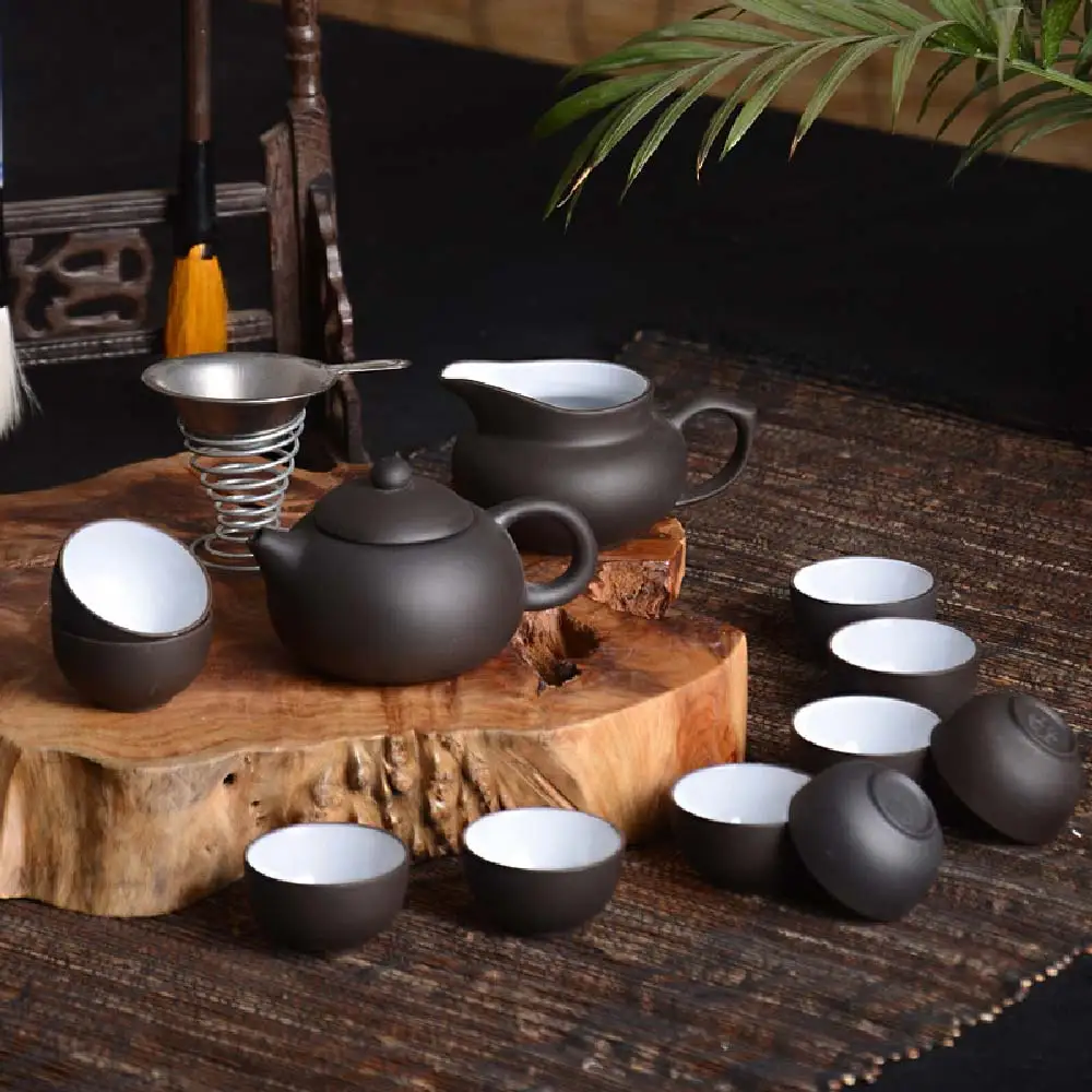 Чайный набор из фиолетового песка, керамический чайник кунг-фу, емкость для хранения чая, ручной работы, чайный горшок из фиолетового песка, чайная чашка gaiwan Tureen, чайная церемония