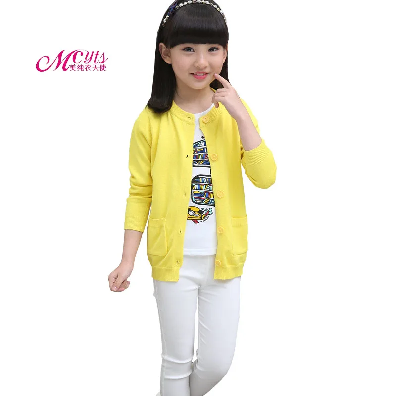 

Children Knitted Cardigan Sweater Jacket 2018 Spring Autumn Kids Solid Girls Sweaters Coat 4 6 8 10 12 13 Years Girls Clothes