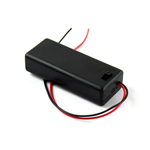 

Hard Plastic Storage Holder Case Box For 2 X AAA Battery With Wire Black