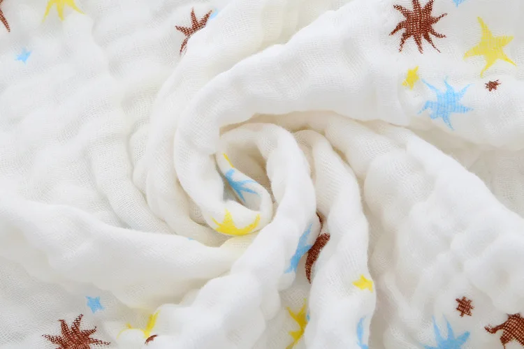 Высокая плотность хлопка класса 6-Слои 100*100 см муслин из сетчатой ткани в крепированную полоску Плиссированное детское одеяло для ванной Полотенца Медицинская марля детские пеленки