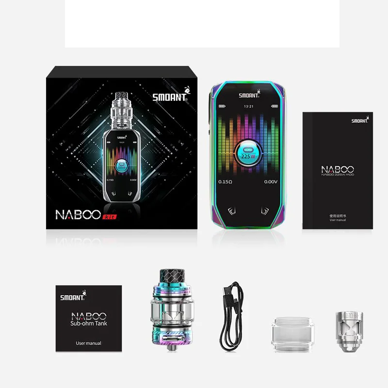 Оригинальный набор Smoant naoo 225W Box MOD Vape 2 4 дюйма цветной экран с баком Subohm мл