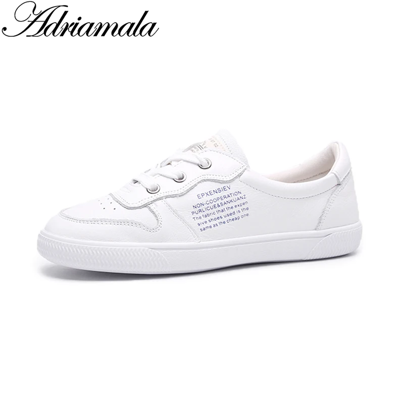 

2018 Genuine Leather Women Flat Shoes Autumn Round Toe Lace Up Cow Leather Women Moccasins Casual Ladies Shoes Adriamala