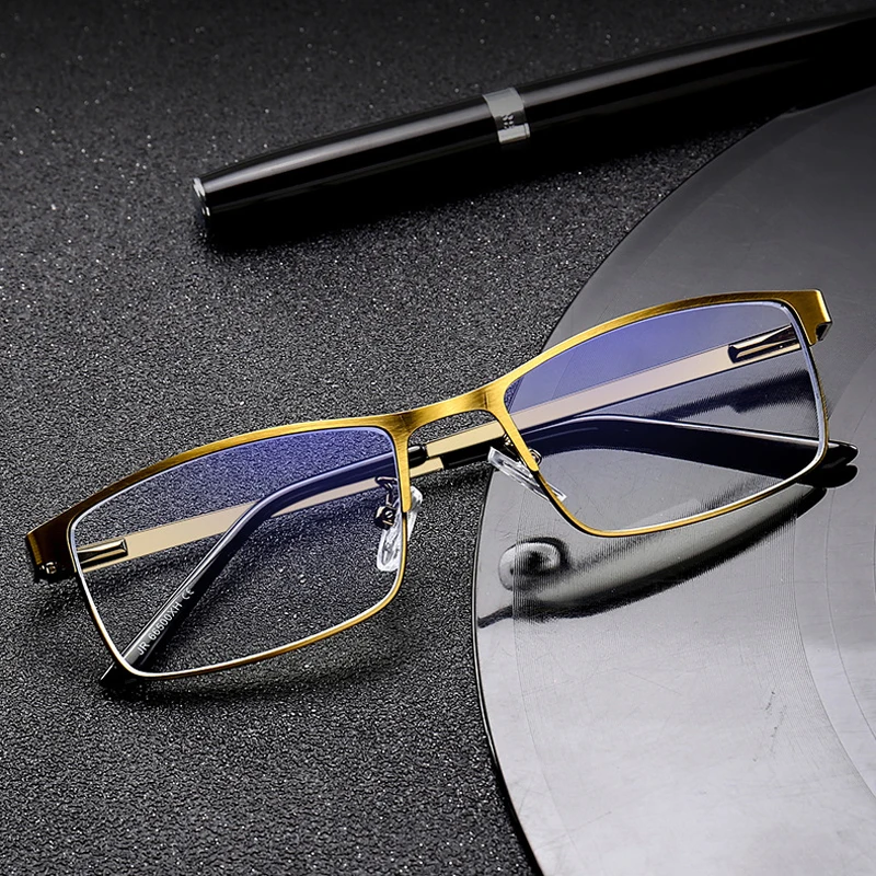 Zilead анти-голубые светло-Золотые очки для чтения в металлической оправе полурамки мужские деловые очки для дальнозоркости