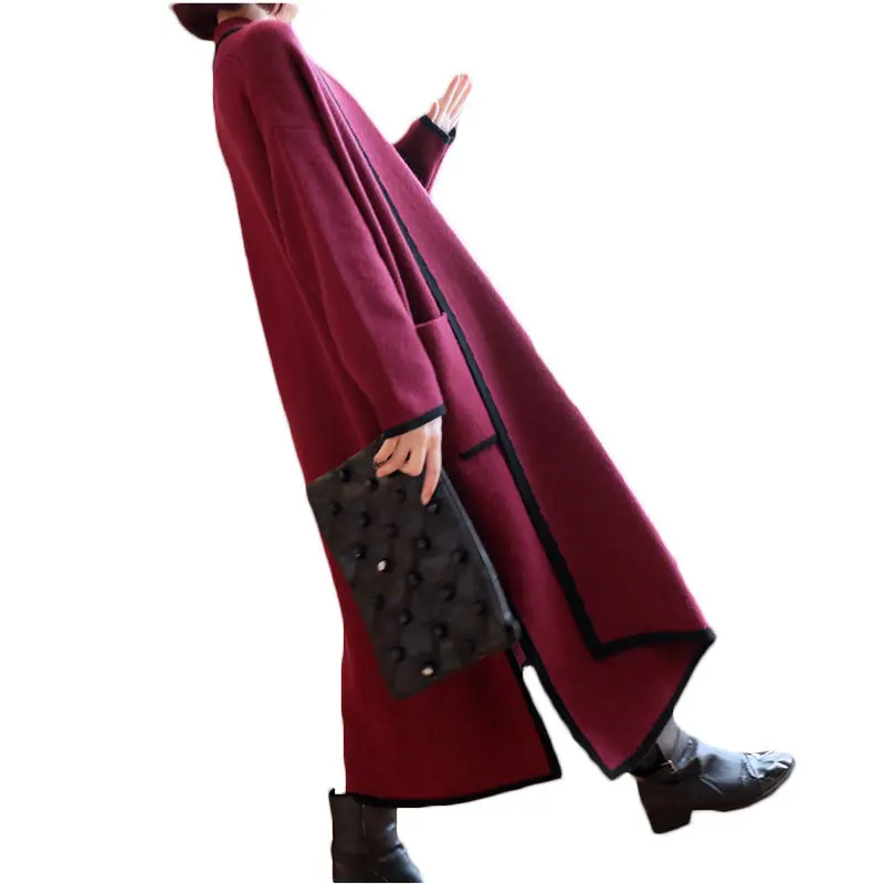 

2018 Autumn Winter New Women's Thick Longer Knit Cardigan Fashion Korean Loose Large Size Female Knitted Sweater Coat LQ524