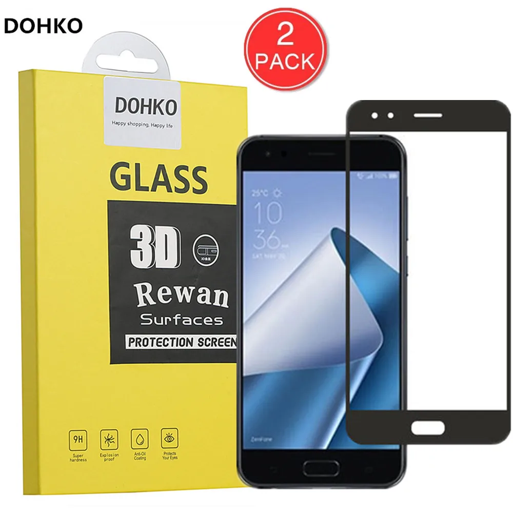 

2 PACK DOHKO For Asus ZenFone4 ZE554KL Screen Protector Protective Film For ZenFone 4 ZC554KL Full Cover HD Tempered Glass