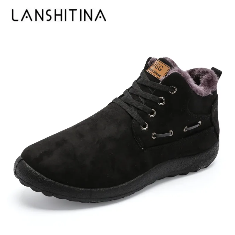 

New Men Winter Shoes Warm Fur Snow Boots Plush Inside Non-Slip Bottom Cotton Ankle Boots Men Footwear Outdoor Work Shoes 35-49