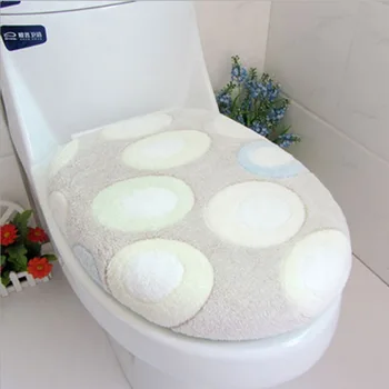 

Two-piece per set Heart-shaped Coral Velvet Toilet Seat Cover Bathroom Mat Suit Pink Blue