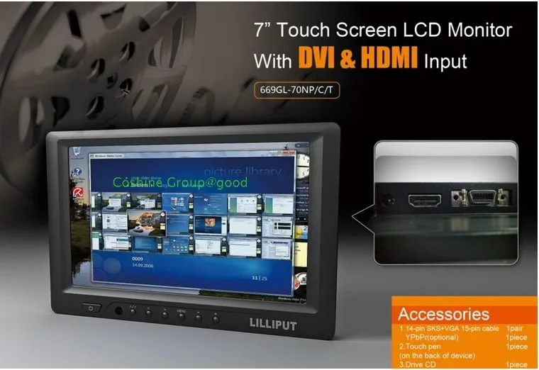 

LILLIPUT 669GL-70NP/C/T 7" HDMI DVI Touch Screen camera field Monitor High Resolution 800*480
