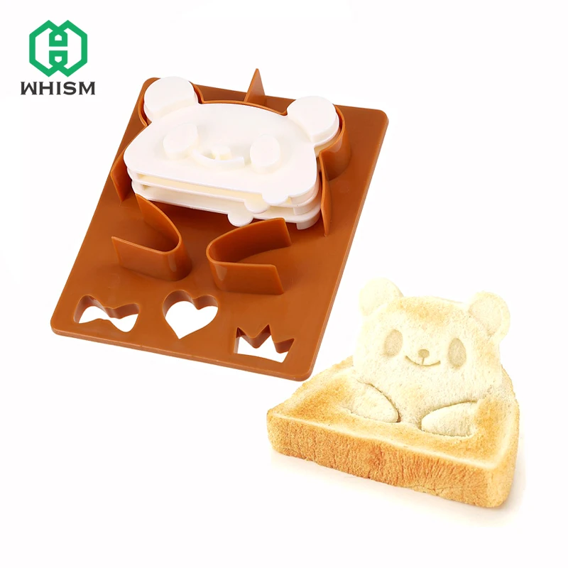 

DIY Plastic Toast Sandwich Cutter Mold Panda Frog Bear Bread Cutter Breakfast Bento Maker Shaper Set Cake Mold Baking Tool Kit