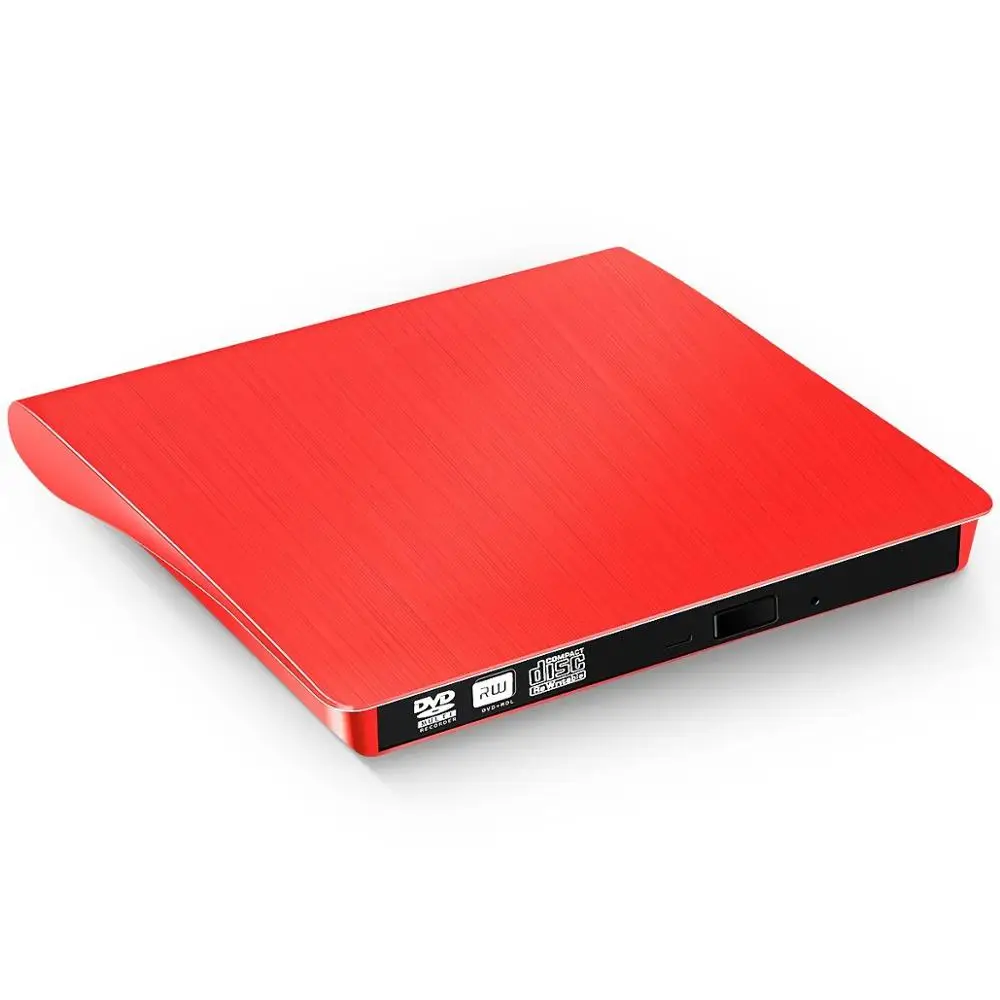 YiYaYo USB 3,0 DVD привод компакт-дисков/DVD-RW записывающийся-внешний CD Встроенная память плеер Портативный считыватель для ноутбука hp Компьютер Windows7/8/10 - Цвет: Красный