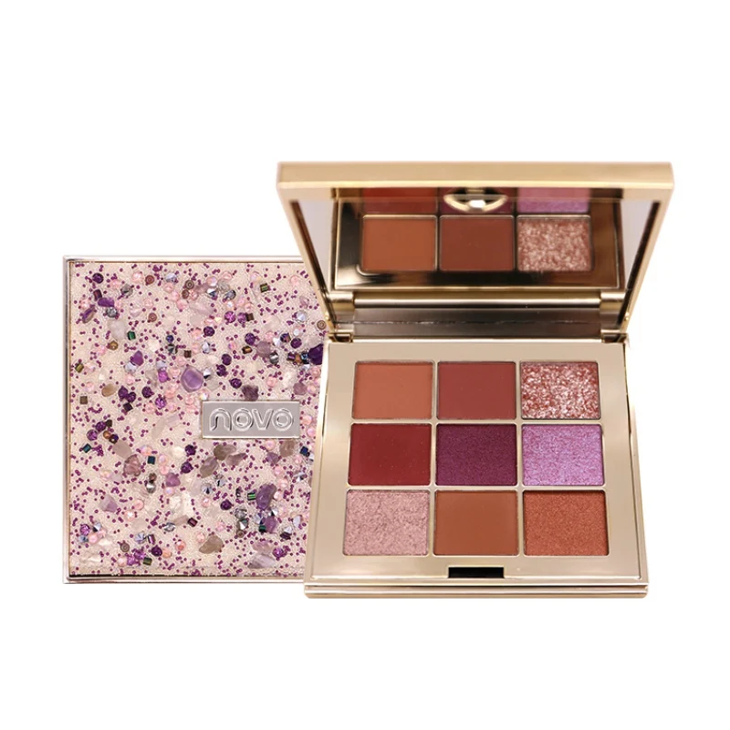 

Natural Eyeshadow Palette Makeup Cosmetics Diamond Glitter Metallic 9 Color Creamy Pigmented Professional Shadow Kit