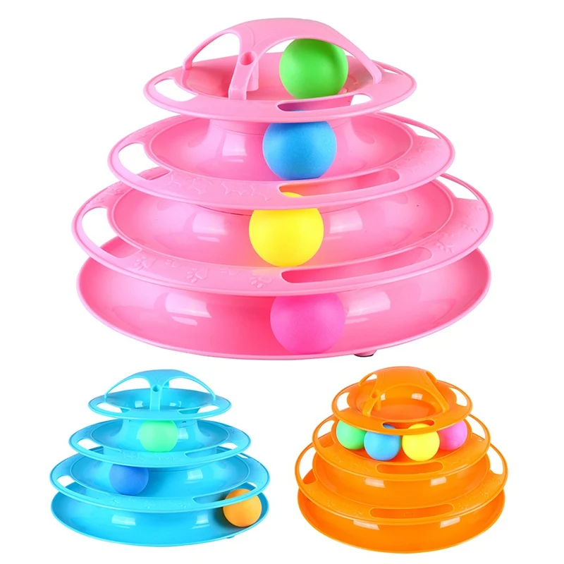 

Colorful Kitten Cat 4-Layer Turntable Toy Funny Cat Kitten Exercise Ball Interactive Toy for Home Garden Plastic Scratch Tools