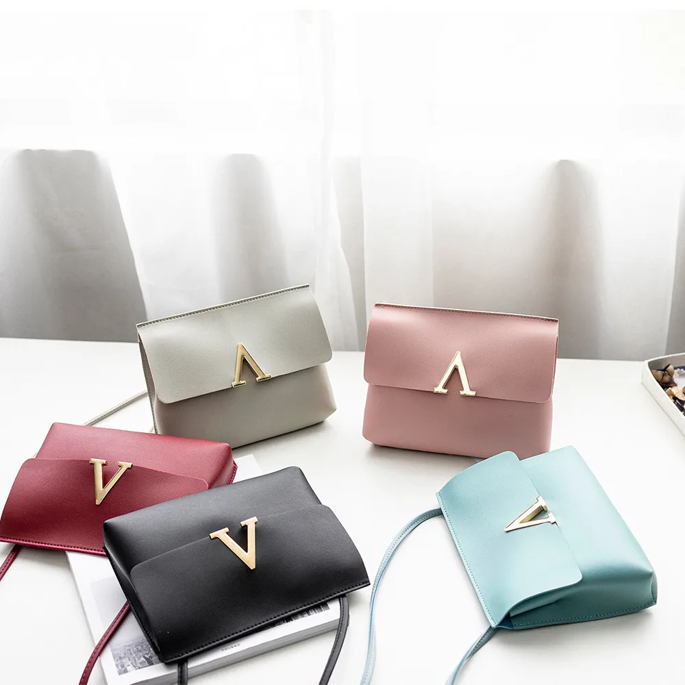 

Single shoulder diagonal bag woman new V word candy color shoulder slung small bag wild mini mobile phone coin purse A1