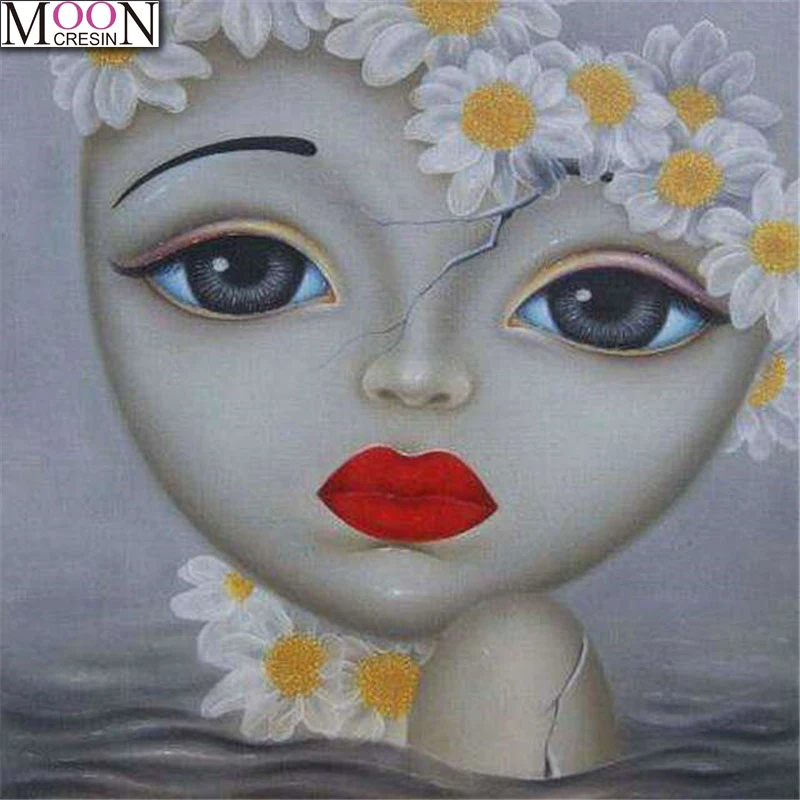 

MOONCRESIN 5D DIY Diamond Embroidery Garland Girl Diamond Painting Cross Stitch Full Square Rhinestone Mosaic Decoration Forceps