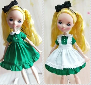 3pcs/set Cute maid outfits Long short Sleeve Dress Bowknot Hairband for blyth OB24, Azone 1/6 Dolls Accessories 6