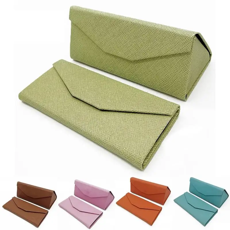 

Simple Foldable Triangular Leather Hard Case for Glasses Eyeglass Sunglasses lens container Box Purse Eyewear Accessories