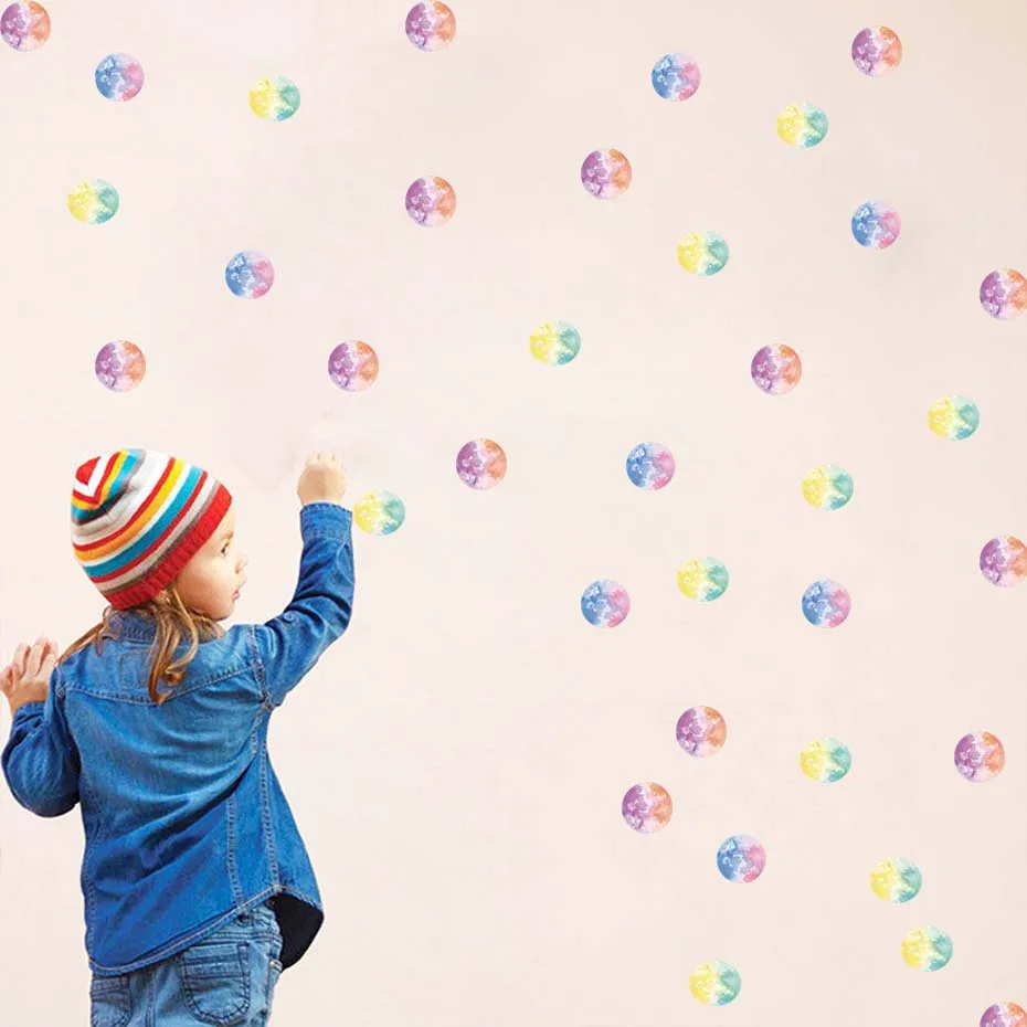 Watercolor Dots Windows Wall Sticker Polka Mixed Colorful Multiple Patterned Decals Home Decoration For Kids Room Christmas Gift