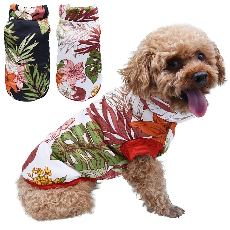 

Dog Clothes Autumn Winter Dog Coats Plants Flowers Printed Thick Dog Clothes White Black S-XXL Sizes Warm Jackets for Pet Dog
