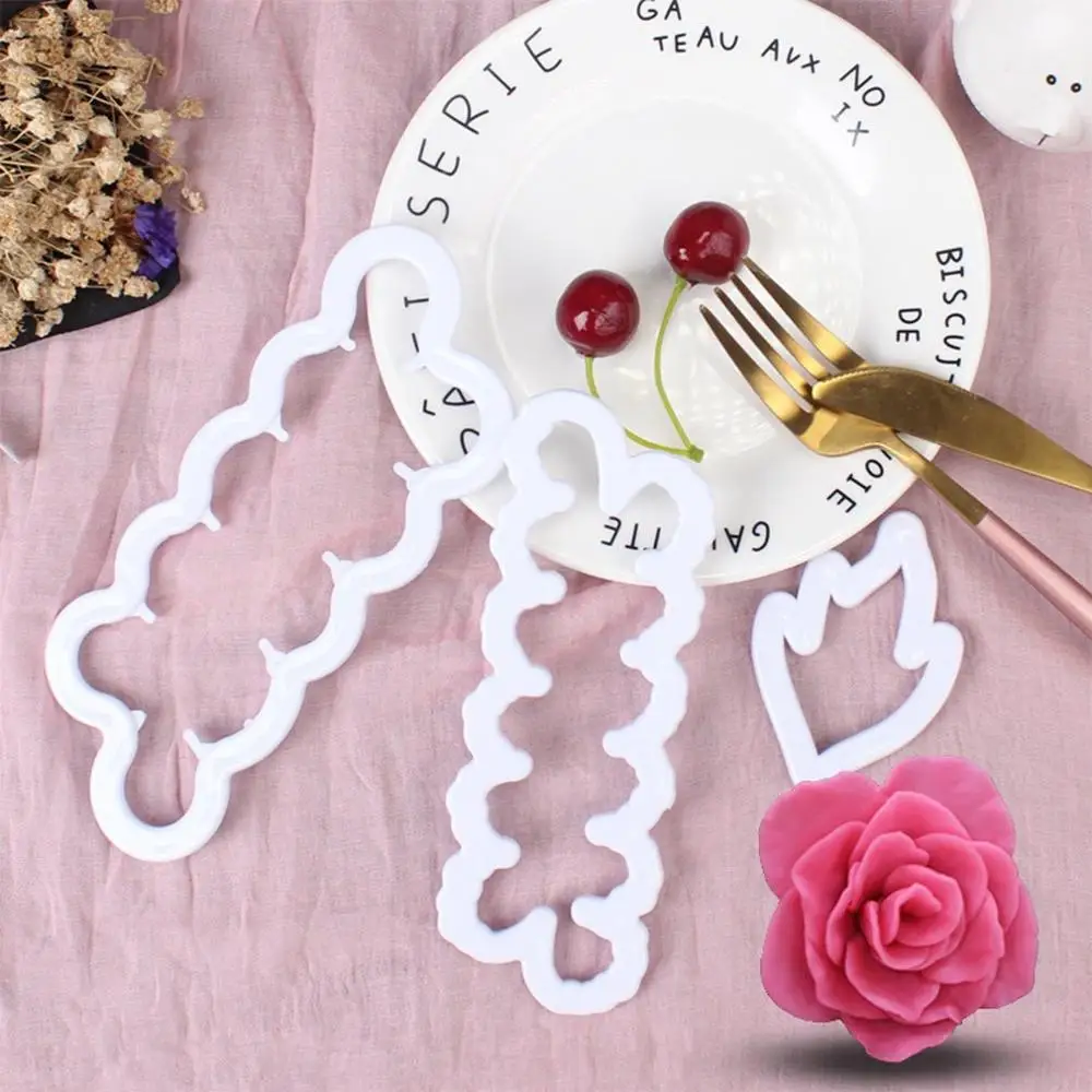 

Set Of 3 Rose Petal Cut Clay Pottery Handmade Tool Mold Fondant Cake Baking Tools Portable Durable White