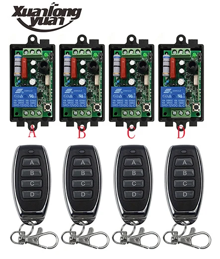 

xuanlongyuan AC220V 1CH RF Wireless Remote Control Relay Switch Transmitter+Receiver Security System Garage Doors shutters lamp