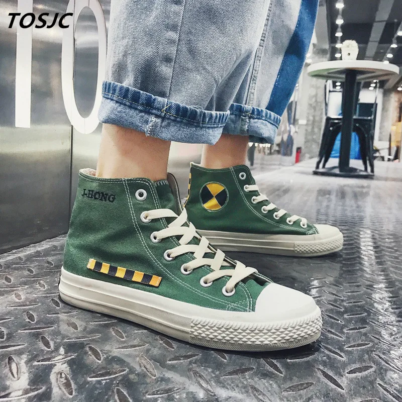 

Man Casual Shoes Fashion Vulcanize Shoes high Top Shoes Teenage green Color Casual Shoes