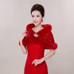 2019 Новое поступление Красные кружевные Для женщин Свадьба шаль невесты зимняя куртка пальто на свадьбу для Для женщин бесплатная ShippingHU006