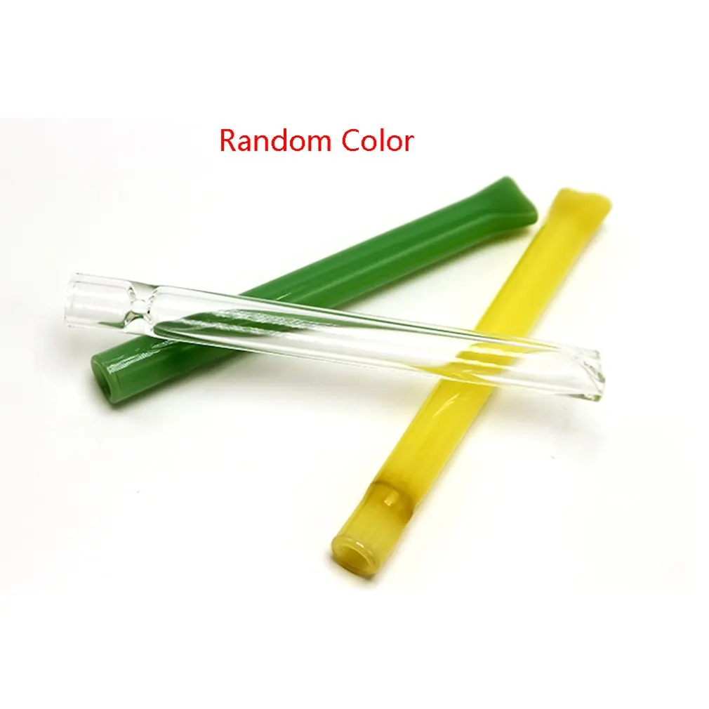 

12cm Glass Smoking Pipe Colorful Flat Mouth Small Pipe Smoking Tobacco Pipe Best Gift for Father & Husband