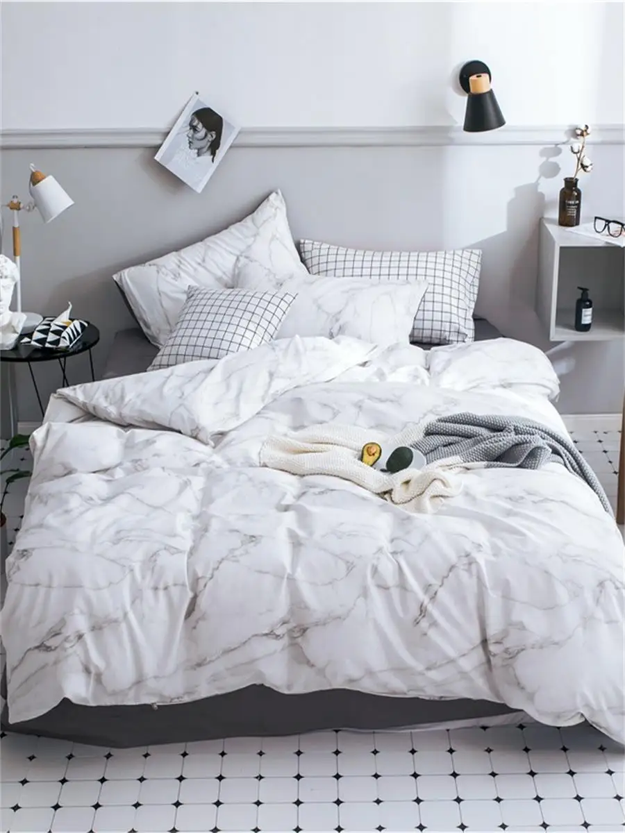 

4Pcs Duvet Cover Set Modern Simple Style Durable Soft Home Linen Set