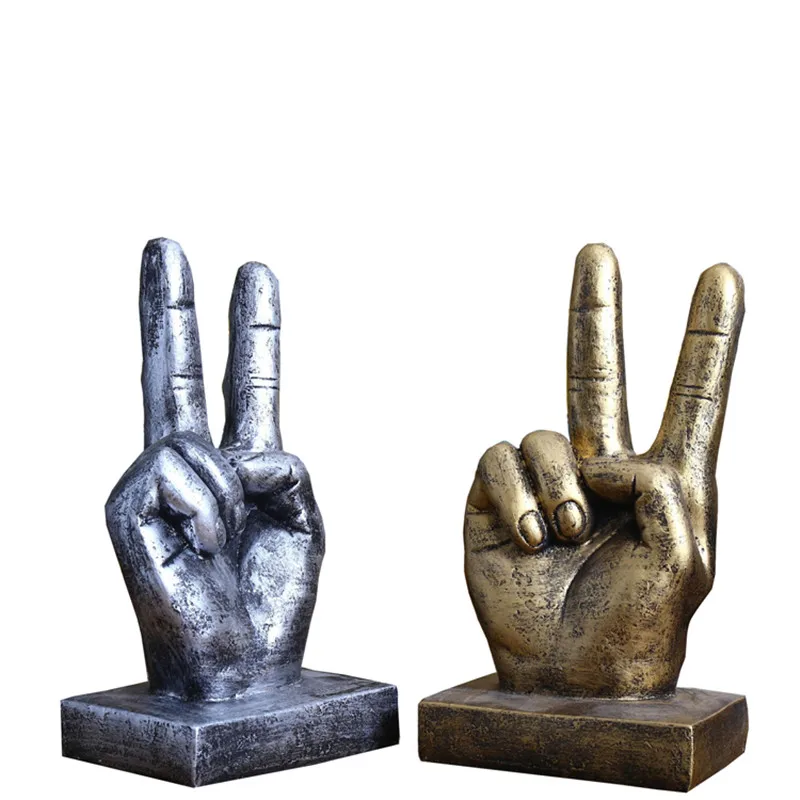 

Europe Retro Finger Decor Figurines resin Craft Desktop Finger Victory Craft Ornament Modern Creative Office Desktop Decorations