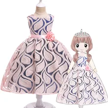 Элегантные Платья с цветочным узором и поясом для девочек; детское бальное платье принцессы на день рождения, свадьбу, вечеринку; модное платье для маленьких девочек; детская одежда