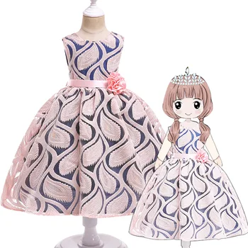 

Elegant Belt Flower Girls Dresses Children Princess Birthday Wedding Party Ball Gown Fashion Baby Girls Dress For Kids Clothes