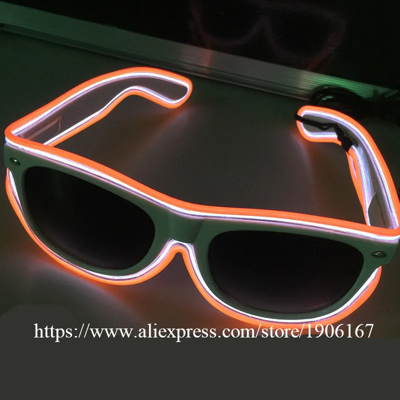 Fashion LED EL Wire Glasses Glow In The Dark Sunglasses Helloween Concert Party led flashing Glasses Eyewear15