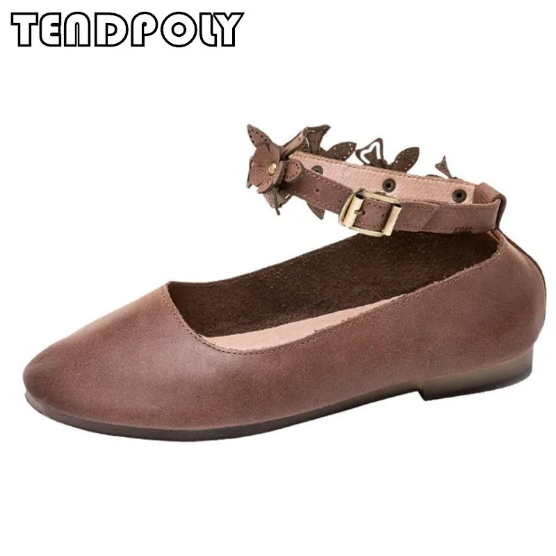 

New women's single shoes summer autumn hot leather shallow mouth ankle flowers casual shoes art fresh comfortable women's shoes